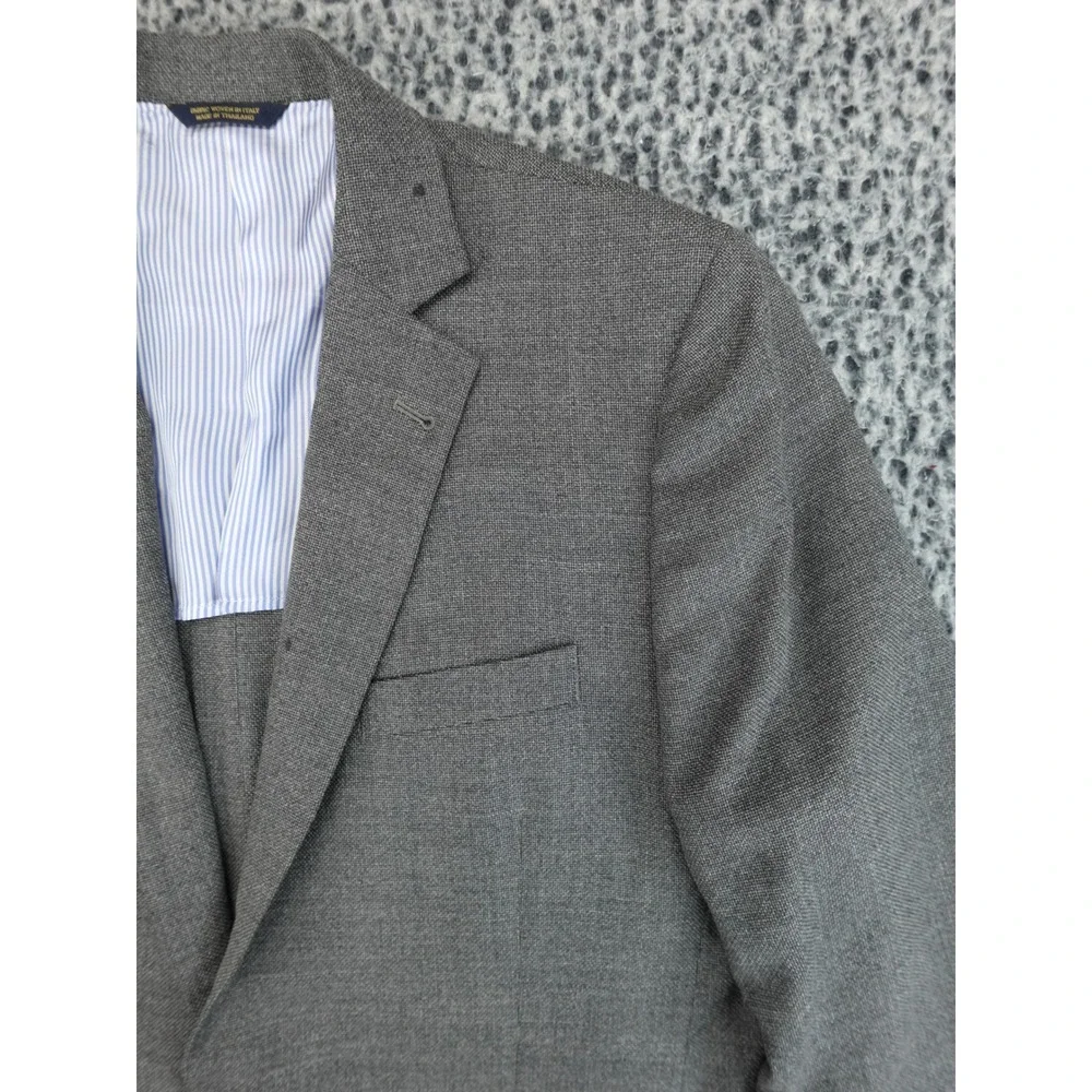 Brooks Brothers Coat Mens Grey Italian Fabric Wool Blazer 2-Button Size 44L‎